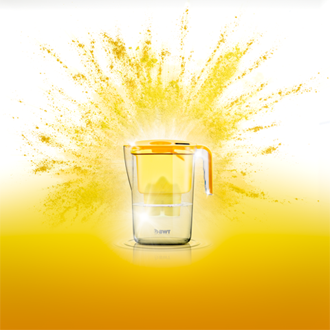 Colour explosion with Vida water table filter jug in lemon
