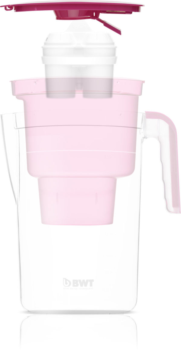 Best Water Technology Filter Jug 2,6l BWT Vida in pink with Magnesium Mineralized Water Cartridge.
