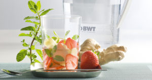 Strawberry and Mint Infused Water made with Magnesium Mineralized Water